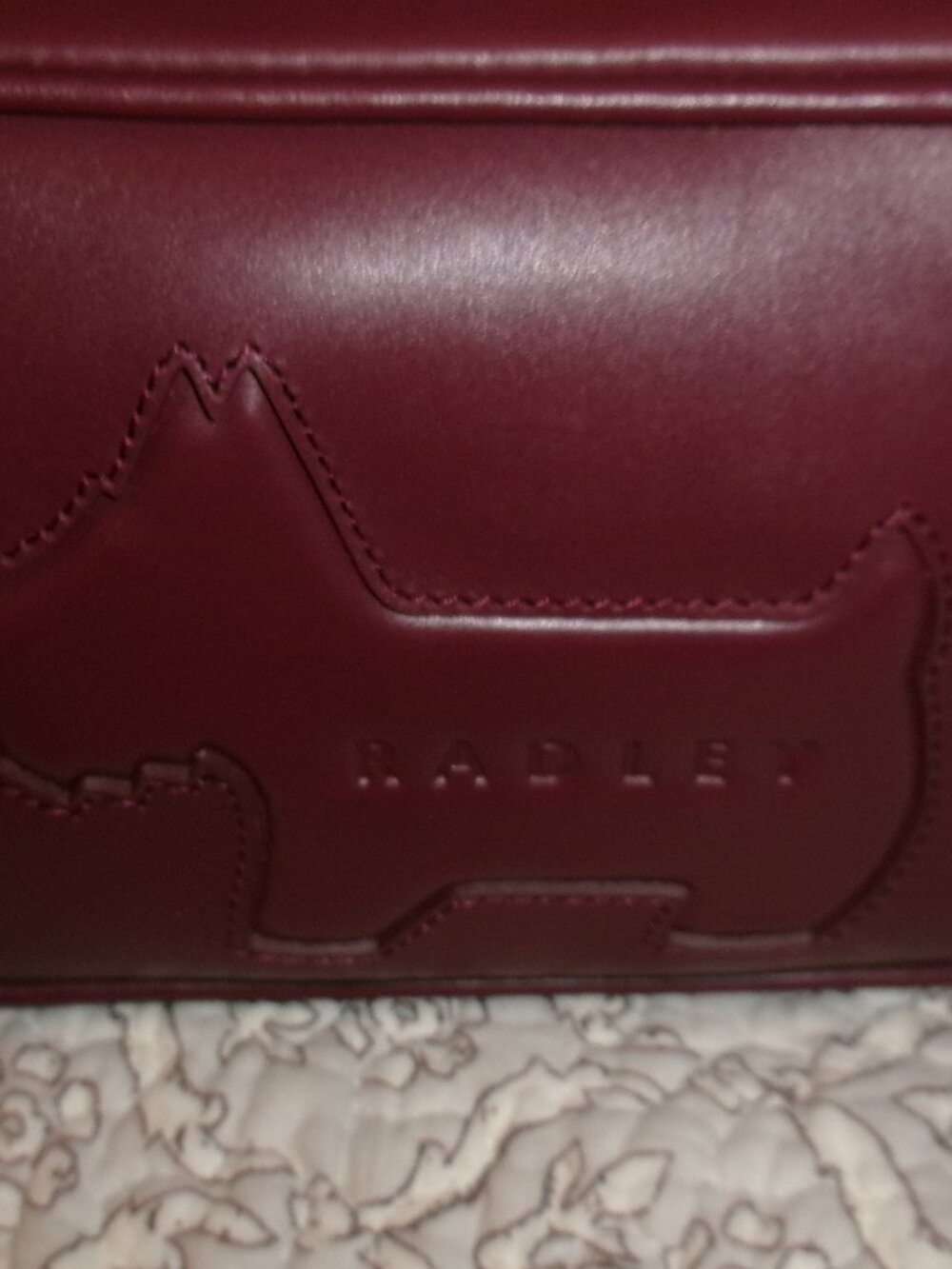 NWT Radley London Dark Red Leather Hadley Lane Zip Crossbody and Zip Wallet Set - Picture 7 of 12